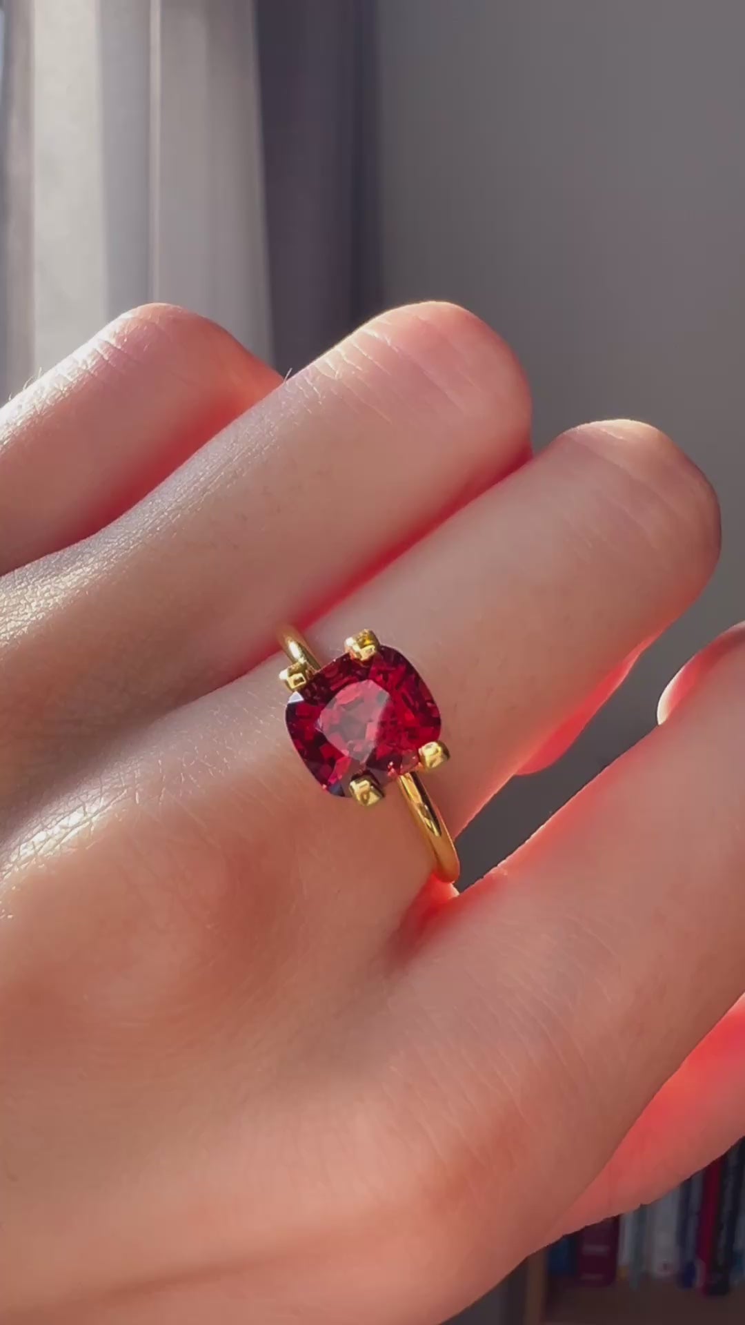 A deep, rich Burmese red spinel with a brilliant glow