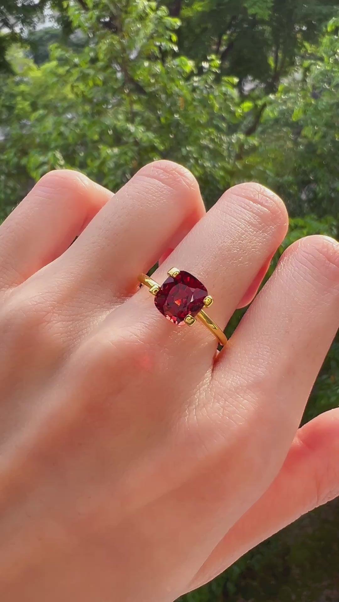 A deep, rich Burmese red spinel with a brilliant glow